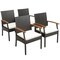Mix Brown Outdoor Bar Set with Acacia Wood Table and Four Rattan Chairs Cushioned Seats Durable Metal Frame